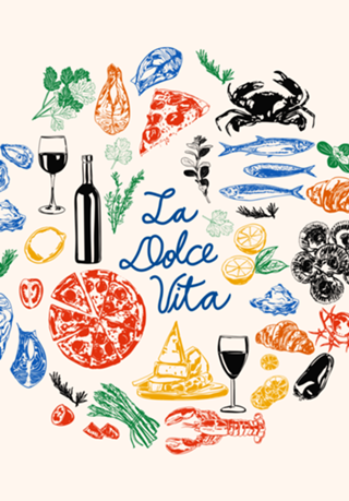 La Dolce Vita Mediterranean Food Doodles