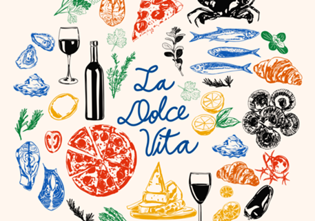 La Dolce Vita Mediterranean Food Doodles