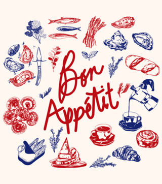 Bon Appetit Mariscos e Pão Francês Ilustração