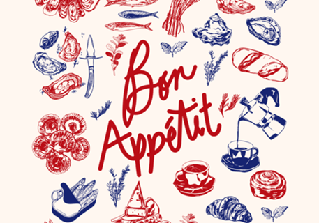 Bon Appetit Mariscos e Pão Francês Ilustração