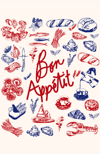 Bon Appetit Mariscos e Pão Francês Ilustração
