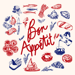 Bon Appetit Mariscos e Pão Francês Ilustração