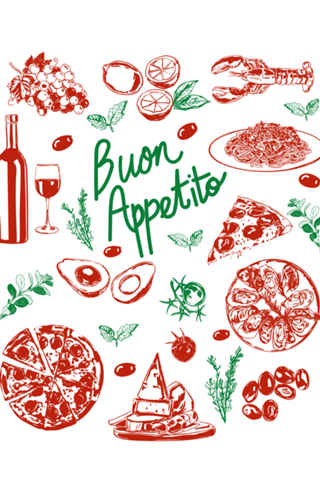 Buon Appetito: Desenhos de Comida Italiana