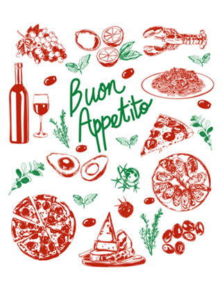 Buon Appetito: Desenhos de Comida Italiana