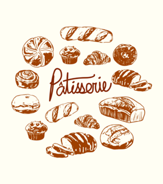 Ilustração Vintage de Padaria Patisserie Francesa
