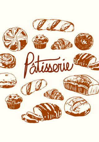 Ilustração Vintage de Padaria Patisserie Francesa