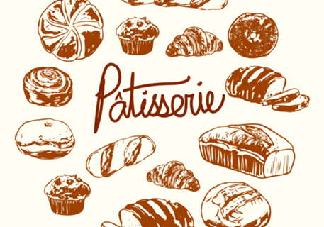 Ilustração Vintage de Padaria Patisserie Francesa