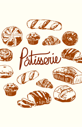 Ilustração Vintage de Padaria Patisserie Francesa
