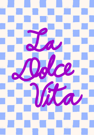 La Dolce Vita Vida Doce Xadrez Azul Frase