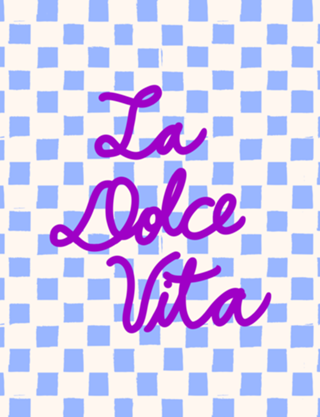 La Dolce Vita Vida Doce Xadrez Azul Frase