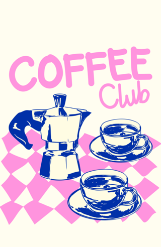 Clube de Café Rosa Retrô Estética Vintage