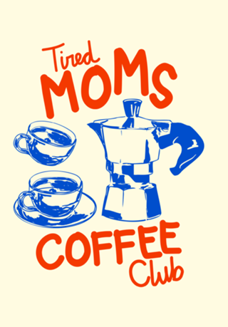 Clube do Café de Mães Cansadas Retro Cozy Doodle