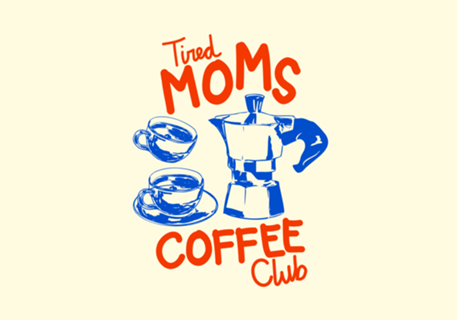 Clube do Café de Mães Cansadas Retro Cozy Doodle