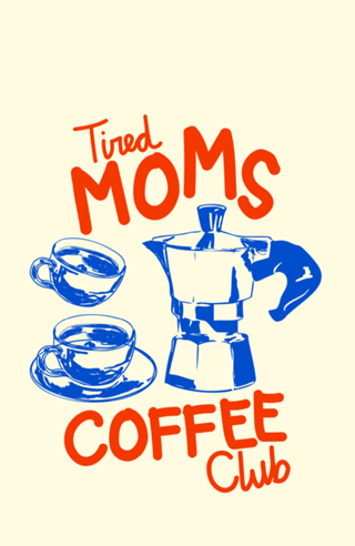 Clube do Café de Mães Cansadas Retro Cozy Doodle