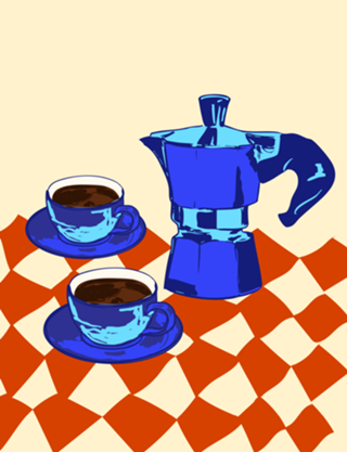 Cafeteira Moka Retro Café Espresso Vintage Arte