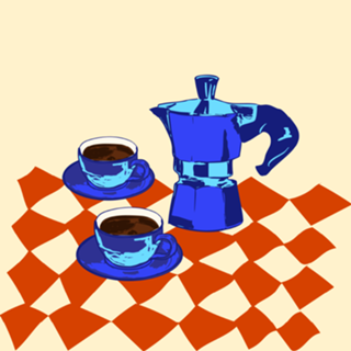 Cafeteira Moka Retro Café Espresso Vintage Arte