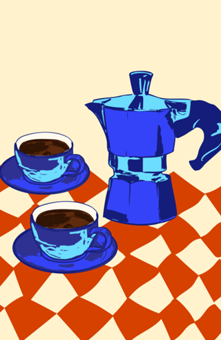 Cafeteira Moka Retro Café Espresso Vintage Arte