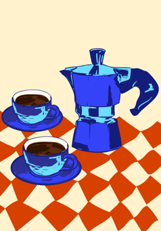 Cafeteira Moka Retro Café Espresso Vintage Arte
