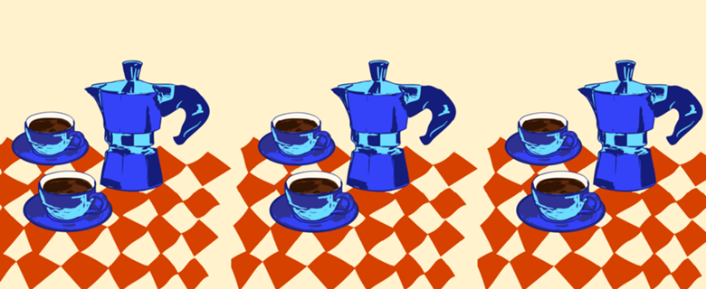 Cafeteira Moka Retro Café Espresso Vintage Arte