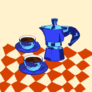 Cafeteira Moka Retro Café Espresso Vintage Arte