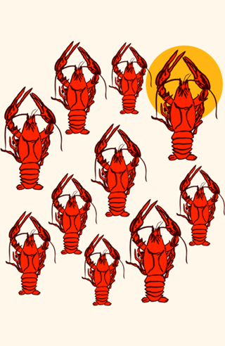 Crawfish Sunset Coastal Retro Seafood Aesthetic