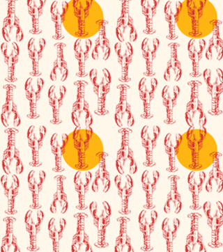 Retro Lobster Sunset Coastal Aesthetic