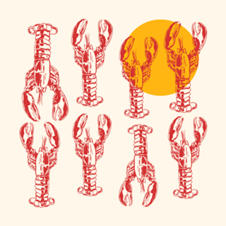 Retro Lobster Sunset Coastal Aesthetic