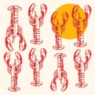 Retro Lobster Sunset Coastal Aesthetic
