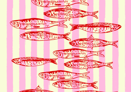 Listras Costeiras Rosa Sardinhas Estética Arte