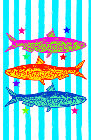 Preppy Vibrante Sardinhas Verão Costeiras Listrass