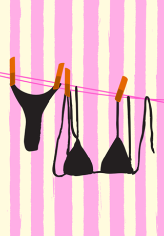 Listras Rosa e Biquíni Preto Clima de Verão