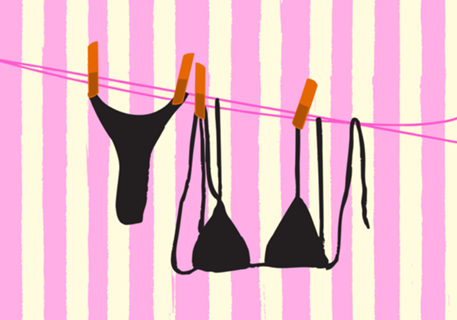 Listras Rosa e Biquíni Preto Clima de Verão