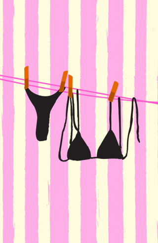 Listras Rosa e Biquíni Preto Clima de Verão