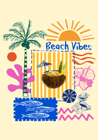 Mediterrâneo Litoral Praia Verão Patchwork Vibes