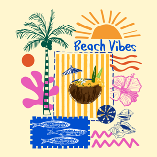 Mediterrâneo Litoral Praia Verão Patchwork Vibes