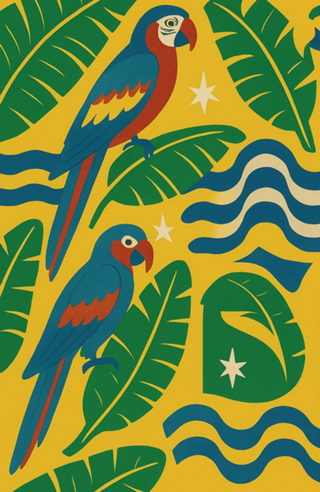 Estampa Tropical e Patriótica: Brasil e EUA