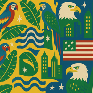 Estampa Tropical e Patriótica: Brasil e EUA