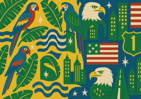 Estampa Tropical e Patriótica: Brasil e EUA