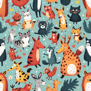 Fauna Encantada Estampa com Animais Ilustração