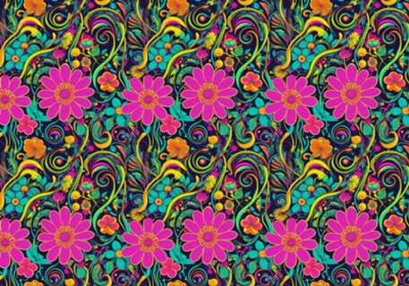 Floral Psicodélico em Cores Vibrantes