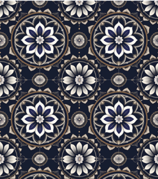 Mandala Espiritual em Azul Marinho e Dourado