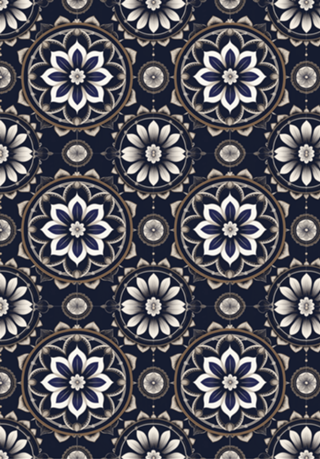 Mandala Espiritual em Azul Marinho e Dourado