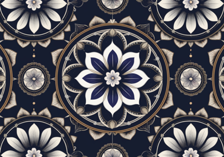 Mandala Espiritual em Azul Marinho e Dourado