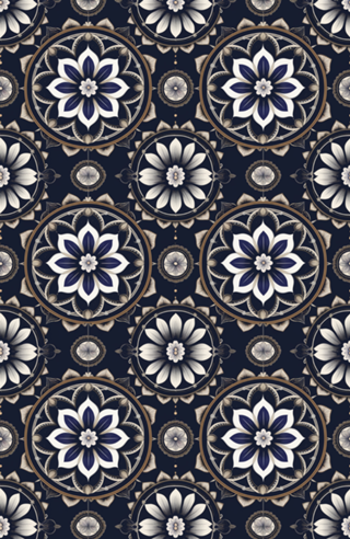 Mandala Espiritual em Azul Marinho e Dourado