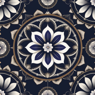 Mandala Espiritual em Azul Marinho e Dourado