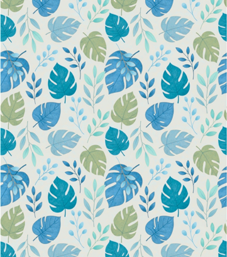 Folhagem Tropical em Tons de Azul