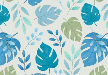 Folhagem Tropical em Tons de Azul