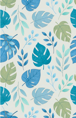 Folhagem Tropical em Tons de Azul
