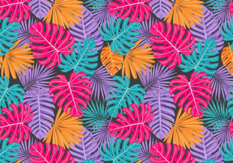 Folhagem Tropical em Cores Vibrantes