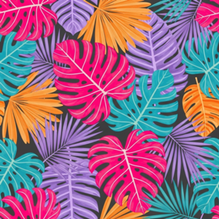 Folhagem Tropical em Cores Vibrantes